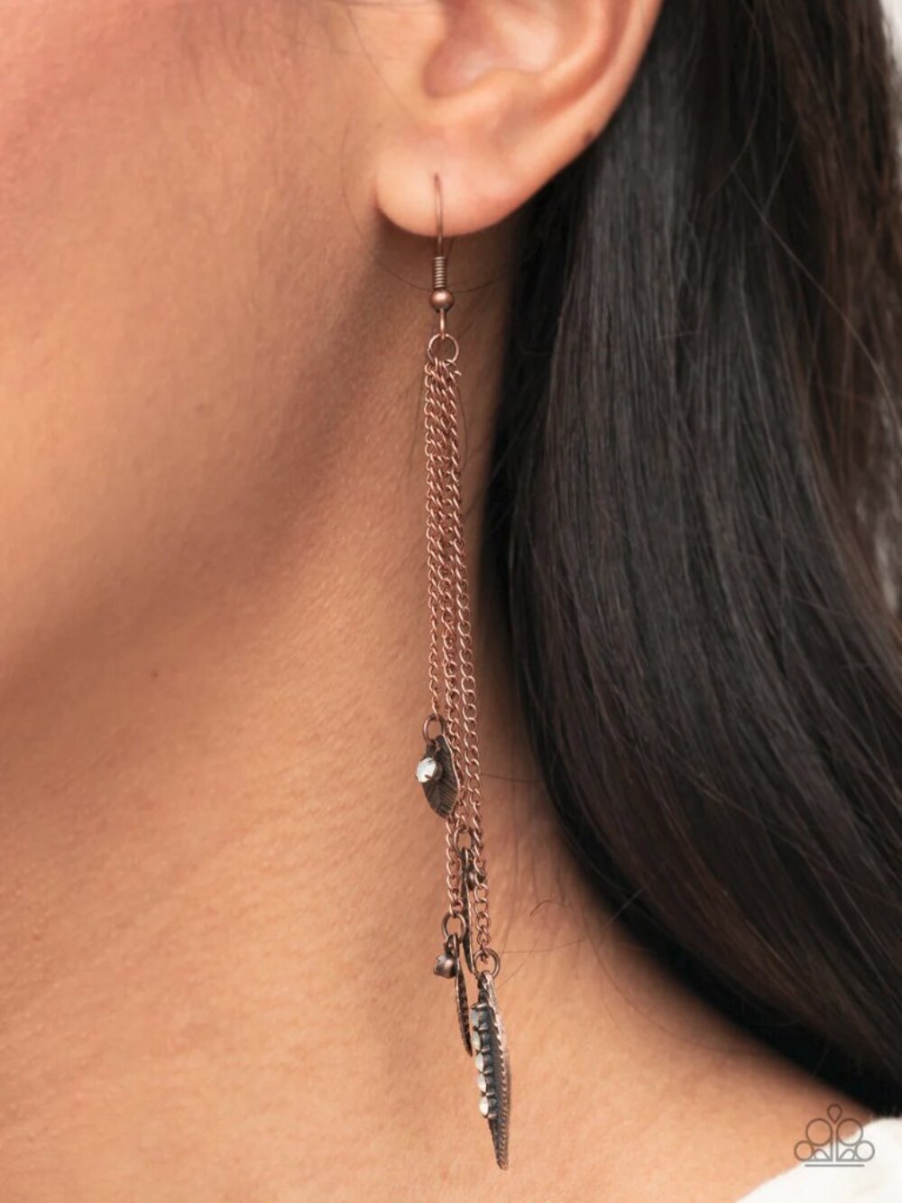 Paparazzi Jewelry Accessories - Chiming Leaflets - Copper Earrings - Vintage